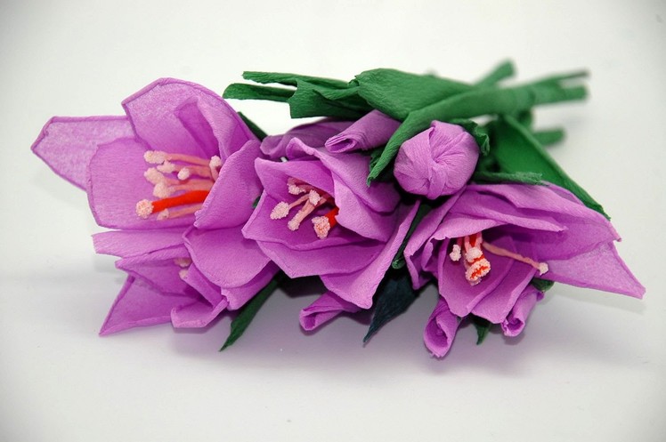 Handmade paper flowers - crocuses. Tissue flowers DIY