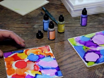How to Use Alcohol Ink on Ceramic Tiles:  Cool DIY  Home Decorating Idea