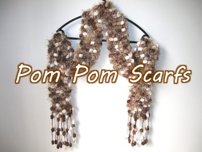 Knitted Pom Pom Scarves - Find tutorial link in description box