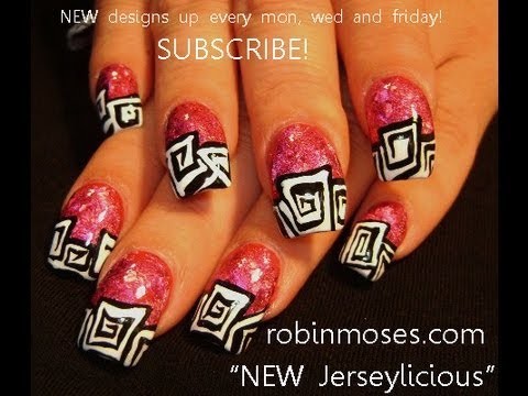 Nail Art Tutorial | DIY Jerseylicious Nails | Pink Foil with Abstract Art Design