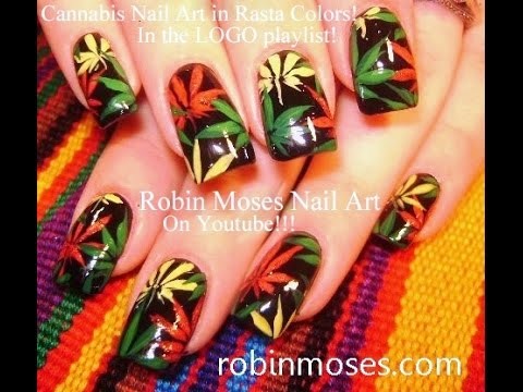 Nail Art Tutorial | DIY Pot Leaf Nail Art Design | Rasta Nails