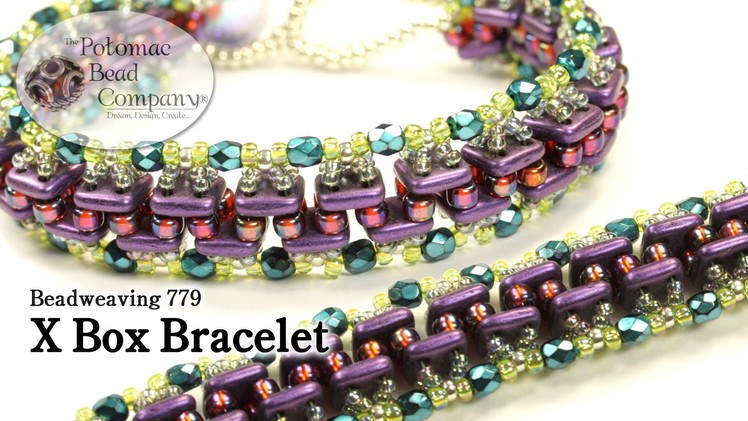 Beadweaving " X Box " Bracelet (QuadraTile Beads)