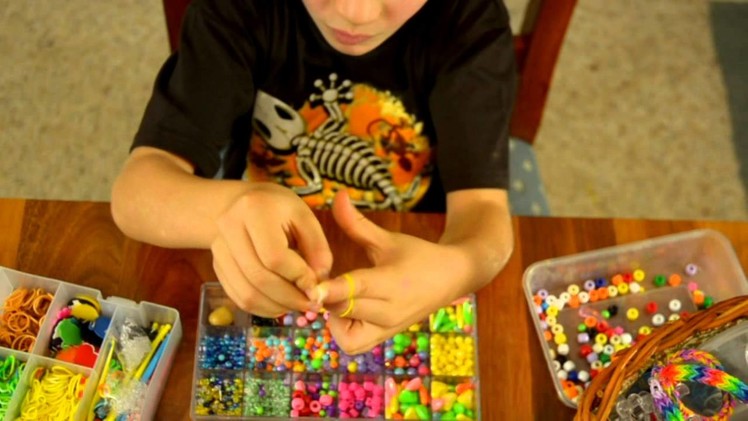 Chain bracelet with beads - Ruben's loom band tutorial