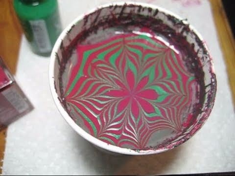 Christmas Poinsettia Water Marble Nail Art Tutorial
