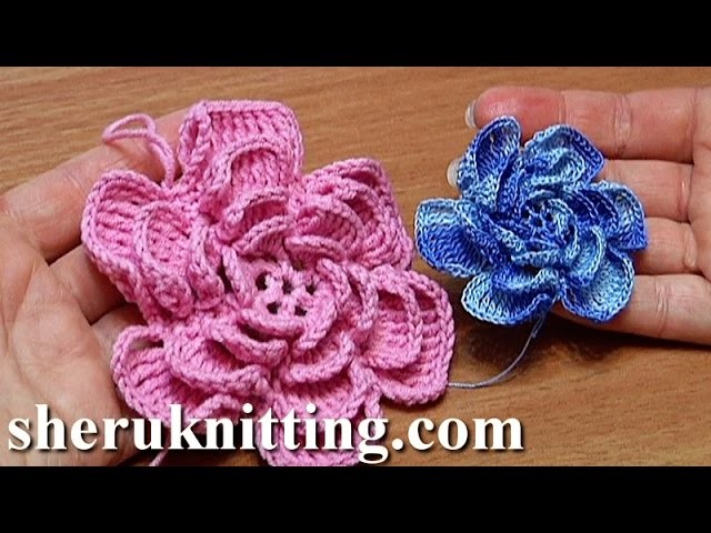 Crochet Fluffy Flower Tutorial 4 Part 1 of 2 Como hacer una flor de ganchillo facil paso a paso