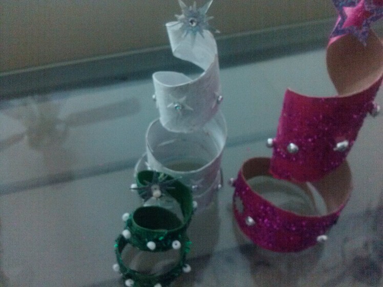 DIY Adorno para pinito de navidad. Christmas ornament tree from toilet paper roll