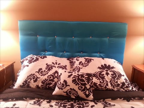 DIY: Easy Upholstered.Tufted Floating Headboard w.Crystal Buttons Bling (Cardboard) **UNDER $50!**!