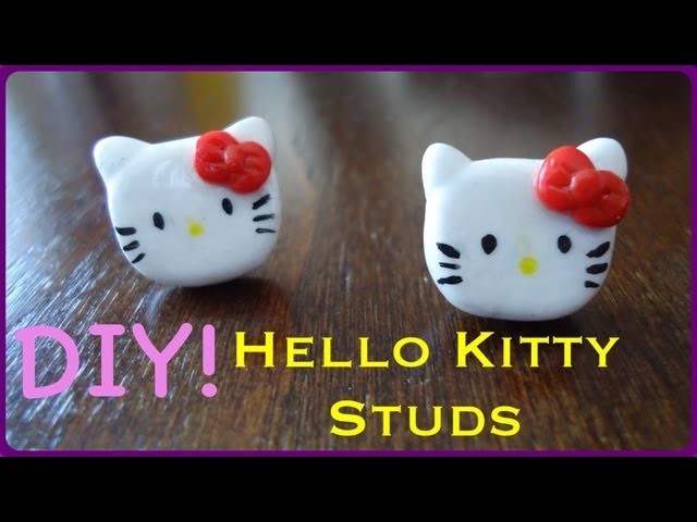 DIY Hello Kitty Stud Earrings (using Sculpey)