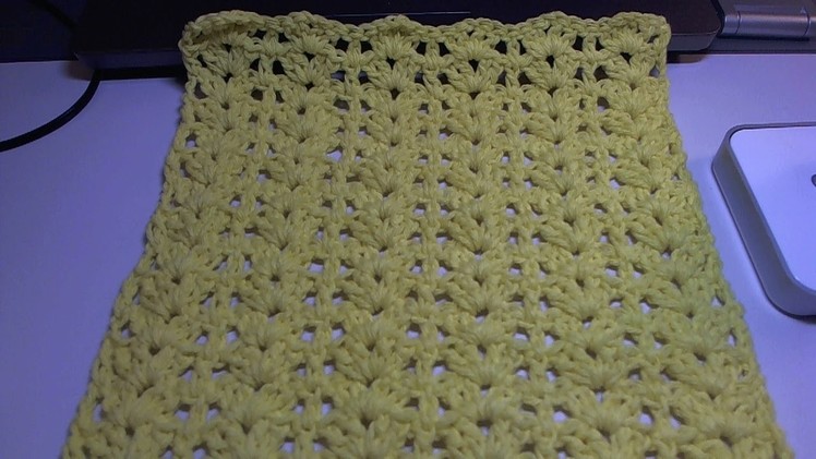 Easy crochet dishcloth with Shells and posts design. Beginner Level