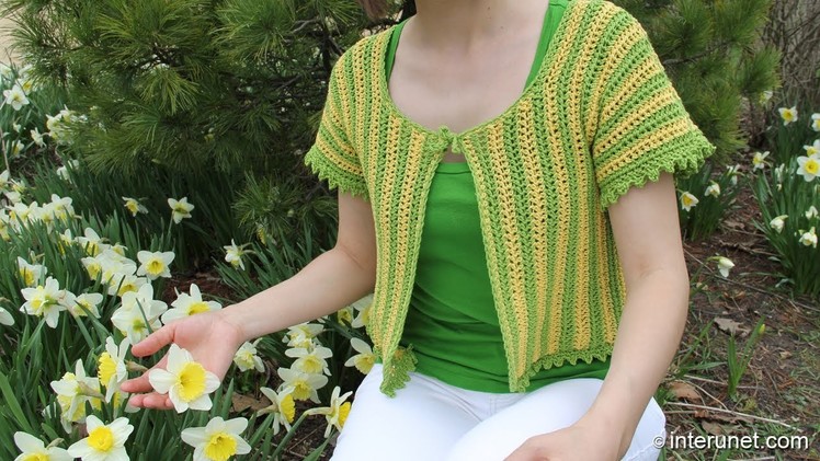 How to crochet women's short sleeve summer top - two colors crochet pattern