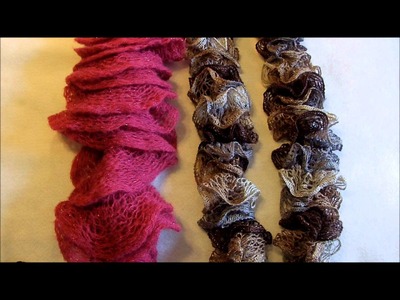 How to knit or crochet through knot in Sashay ruffle scarf yarn
