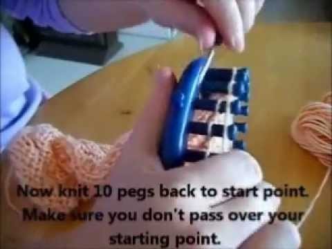 How to loom knit long fingerless gloves part 2