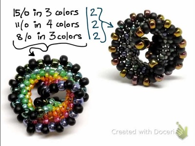 Rainbow Twist Beaded Bead Made with Peyote Stitch by Gwen Fisher