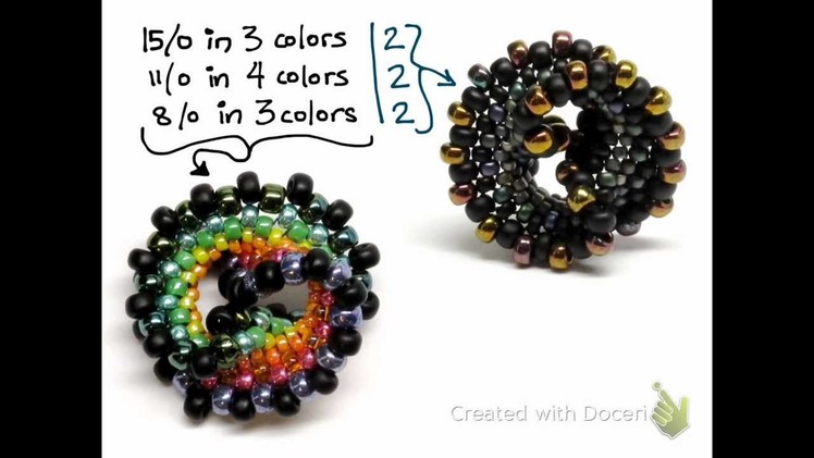 Rainbow Twist Beaded Bead Made with Peyote Stitch by Gwen Fisher