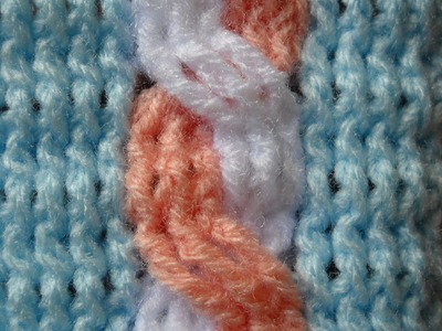 SIMPLE PINK & WHITE CROCHETED CABLE STITCH (BRAID) (I). OCHO SIMPLE BICOLOR (I)