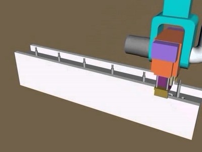 Animation of reinforcement plumbing and electrical network installation - Contour Crafting