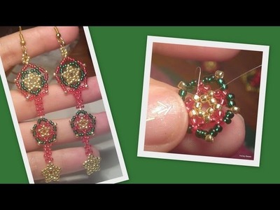 Beaded Star Earrings to go with the Christmas set Beading Tutorial by HoneyBeads1 (Photo tutorial)
