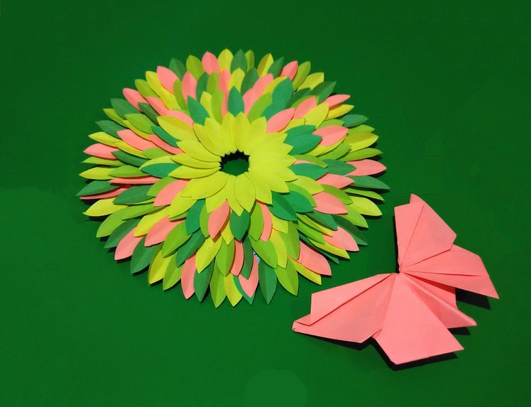 Bright Spring wreath. Easy Paper wreath. House decor. Ideas for Easter