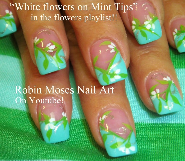 Nail Art Tutorials | DIY Easy White Flowers on Mint Design Tutorial