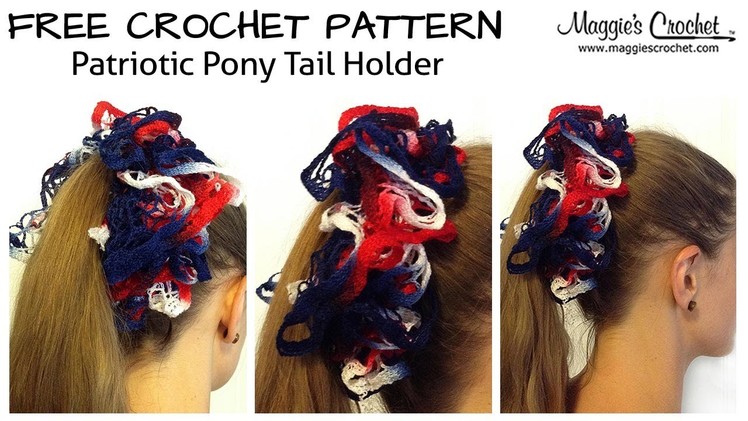 Patriotic Pony Tail Holder Free Crochet Pattern - Right Handed