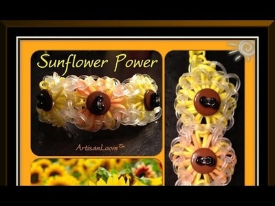 Rainbow Loom Band Sunflower Power Bracelet Tutorial.How To