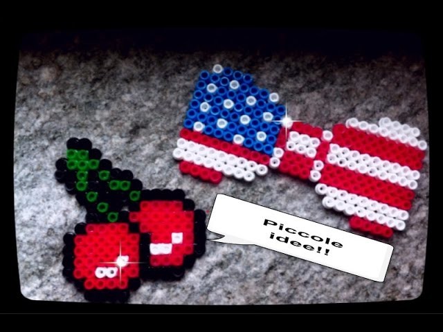 TUTORIAL Fiocco bandiera  e ciliegie hama beads- American flag ribbon and cherries hama beads