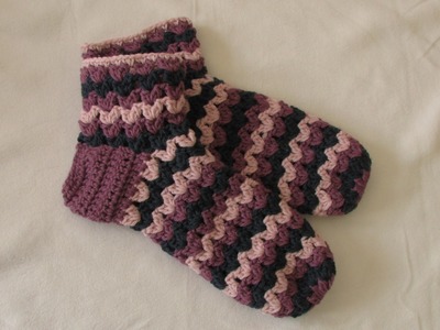 VERY EASY chunky crochet slipper socks tutorial - part 2