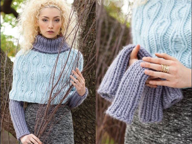 #19 Drop-Stitch Poncho and Arm Warmers, Vogue Knitting Winter 2013.14