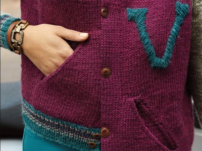 #33 "V' Varsity Jacket, Vogue Knitting Early Fall 2013