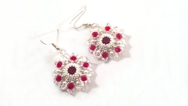 Beading4perfectionists: Red star earring with Swarovski chaton beading tutorial