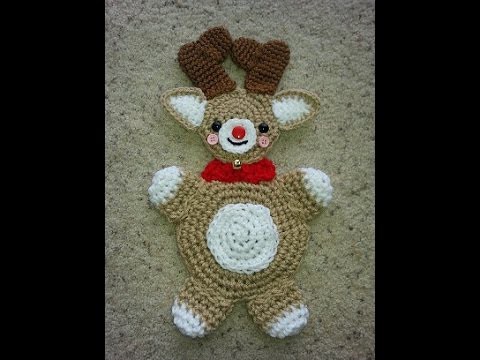 Crochet easy Reindeer hotpad potholder DIY tutorial