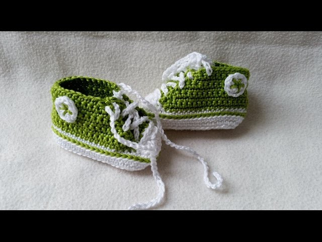 Crocheting baby shoes - Sneakers for babies with subtitles Part 3.5 by BerlinCrochet