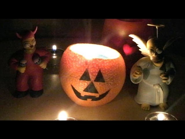 DIY Halloween Candle out of an Orange - Easy Halloween Handmade Decorations & Crafts