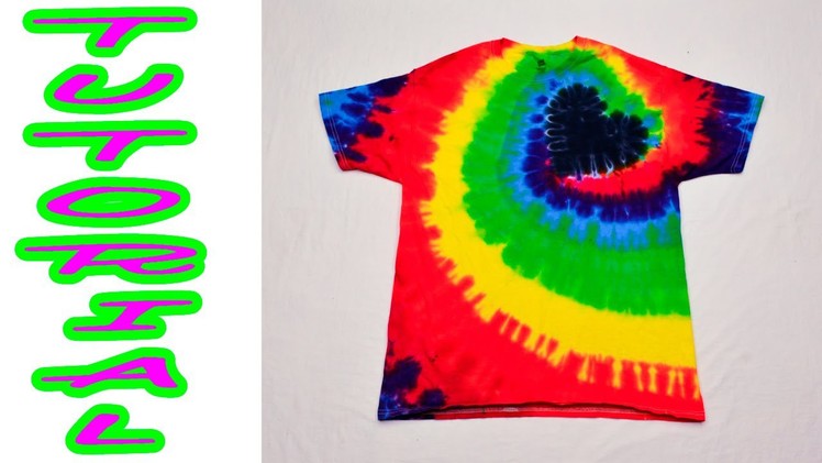 DIY Tie Dye Rainbow Spiral Heart Shirt [Tutorial]
