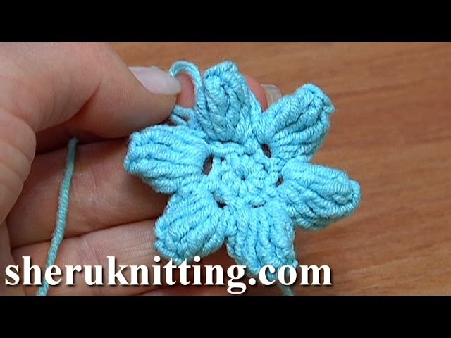 How To Crochet Flower Popcorn Stitches Tutorial 41 Part 1 of 3 Kwiatek na szydełku