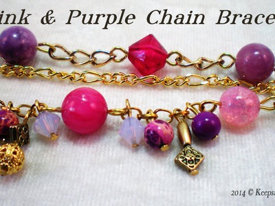 Pink & Purple Chain Bracelet Tutorial
