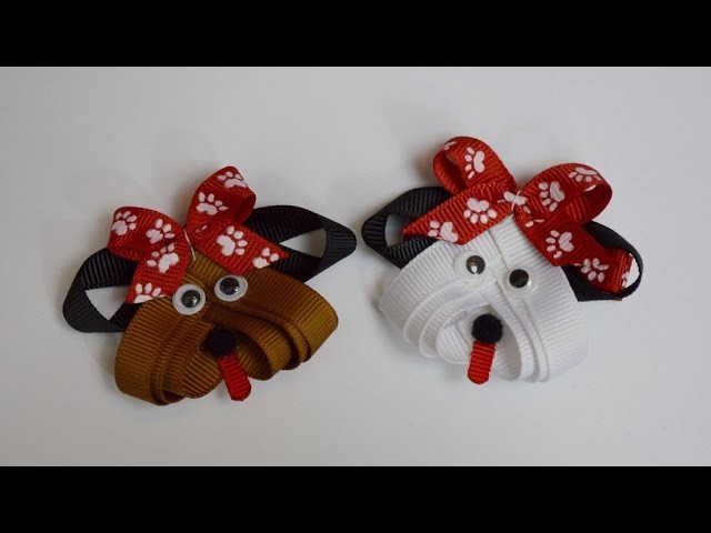 PUPPY DOG Ribbon Sculpture Zoo Animal Hair Clip Bow DIY Free Tutorial by Lacey