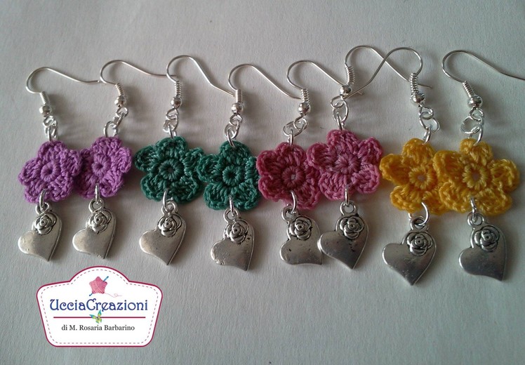 Tutorial 4 . * Orecchini Fiore all'uncinetto * Semplici How to do Flower Crochet Earrings