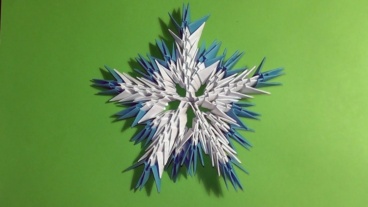 3D origami snowflake tutorial instruction N2 for beginners