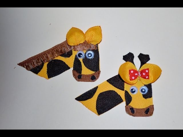 GIRAFFE or HORSE Ribbon Sculpture Zoo Animal Hair Clip Bow DIY Free Tutorial by Lacey