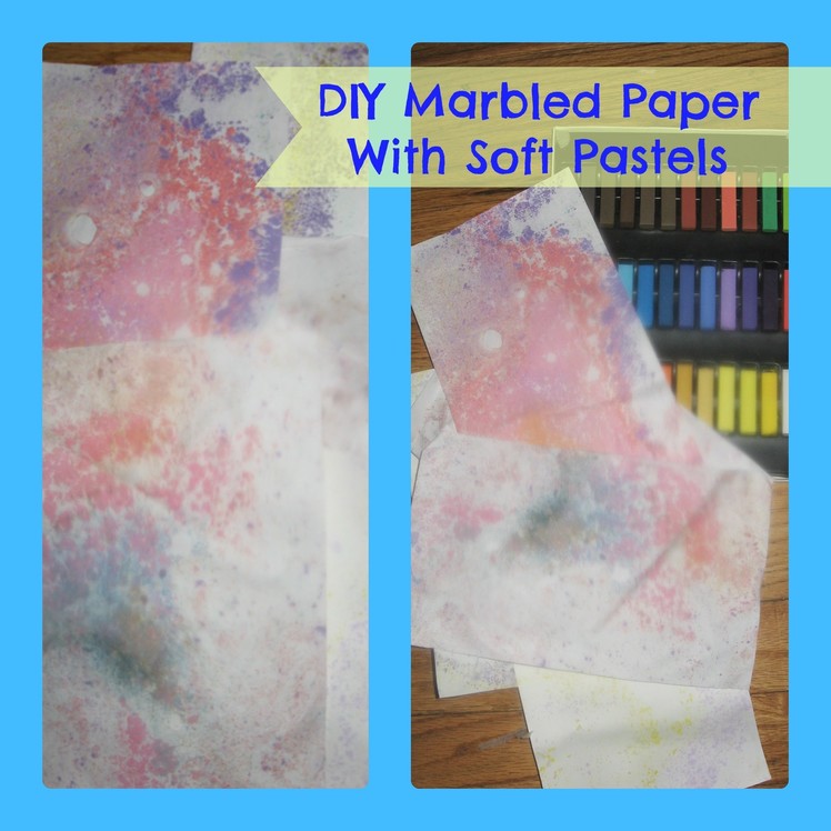 How to marble paper with soft pastels.  Handmade marble paper. How to make marbled paper
