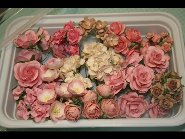 New Shabby chic handmade mulberry  roses and flowers for your scrapbooks