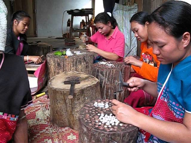 Thai Karen Hill Tribe people is making the silver beads