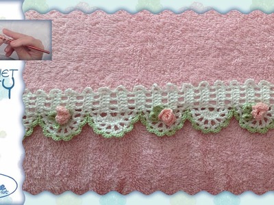 Tutorial Uncinetto ❀ Bordino con roselline 3.3 ❀ [crochet edge with small roses 3.3] [ITA-ENG sub]