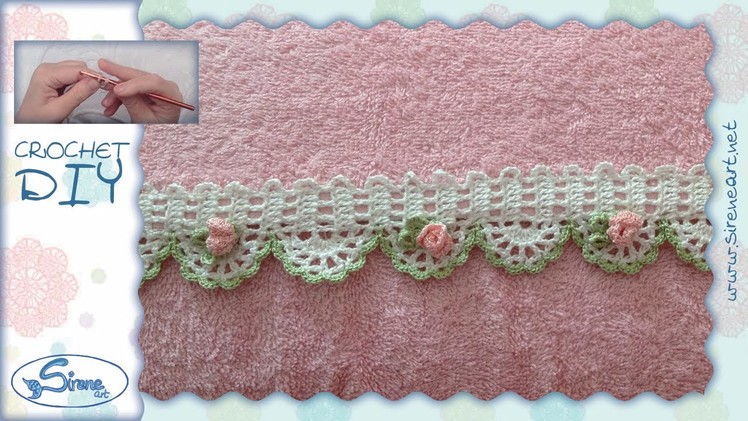 Tutorial Uncinetto ❀ Bordino con roselline 3.3 ❀ [crochet edge with small roses 3.3] [ITA-ENG sub]