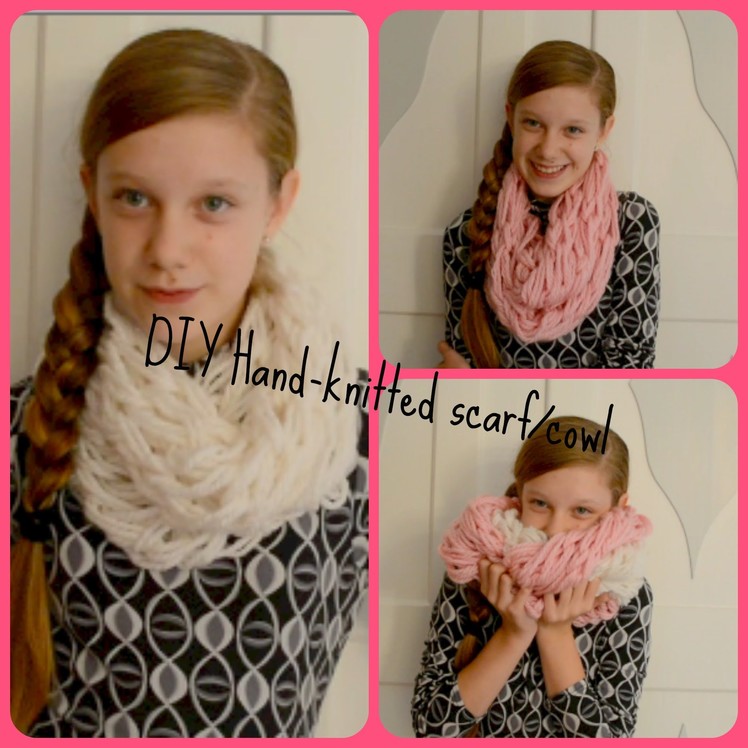 DIY Hand knitted chunky Cowl. infinity Scarf in 30 Minutes