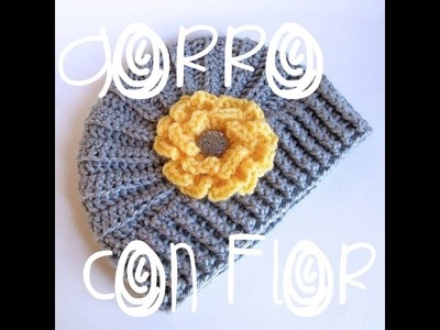 Gorro tejido con flor. how to crochet a flower hat