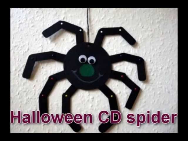 Halloween craft: Halloween CD spider