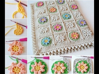 How to Crochet Granny Square - circle center in Tamil