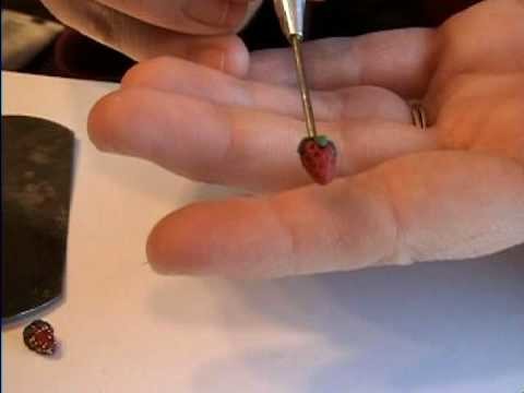 How to Make a Strawberry for miniature dollhouse from polymer clay by Garden of Imagination